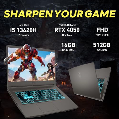 msi Thin 15 15 6 FHD 144Hz Gaming Laptop  Intel i5 13420H  NVIDIA GeForce RTX 4050  16GB DDR4 RAM  512GB PCIe SSD  Backlit Keyboard  Wi Fi 6E  HD Camera  Windows 11  Gray  256GB Docking Station Set