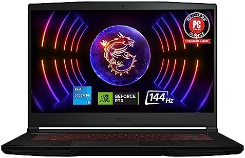 MSI Thin 15 15.6” 144Hz FHD Laptop para juegos: Intel Core i5-12450H, NVIDIA GeForce RTX 2050, 16GB DDR5, 512GB NVMe SSD, Cooler Boost 5, Win 11: Negro B13UCX-2041US