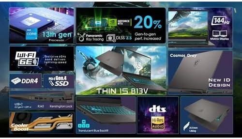 msi Thin 15 Gaming Laptop Intel 10 Core i5 13420H up to 4 6Ghz 15 6in FHD 144hz NVIDIA Geforce RTX 4050 16GB DDR4 RAM 512GB SSD Win 11  B13VE   Renewed
