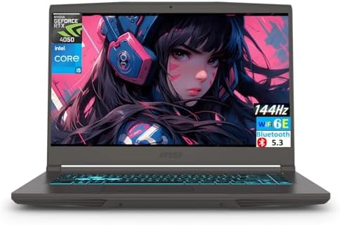 msi Thin 15 Gaming Laptop  15 6 FHD IPS 144Hz  Intel 8 core i5 13420H  NVIDIA GeForce RTX 4050  16GB RAM  1TB SSD  Backlit Keyboard  WiFi 6E  Bluetooth  Gray  Windows 11  EAT Laptop Foldable Stand