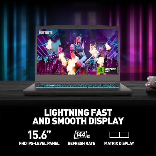 MSI Thin A15 portátil para videojuegos de 15.6” 144Hz FHD: Ryzen 5-7535HS, NVIDIA GeForce RTX 2050, 8GB DDR5, 512GB NVMe SSD, Cooler Boost 5, Win 11: Negro B7UCX-218US