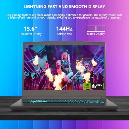 msi Thin Gaming Laptop  15 6 FHD 144Hz  Intel i5 13420H  RTX 3050  16GB RAM  512GB NVMe SSD  Windows 11 Home