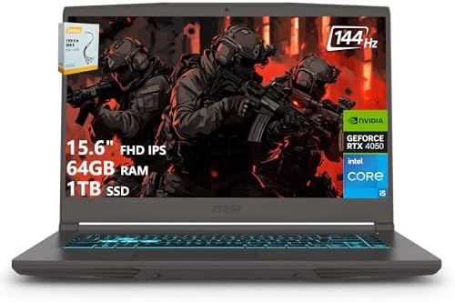 msi Thin Gaming Laptop  15 6 FHD 144Hz  Intel i5 13420H  RTX 3050  16GB RAM  512GB NVMe SSD  Windows 11 Home
