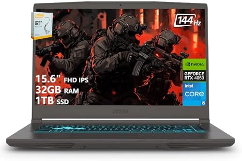 msi Thin Gaming Laptop  15 6 FHD 144Hz  Intel i5 13420H  RTX 3050  16GB RAM  512GB NVMe SSD  Windows 11 Home