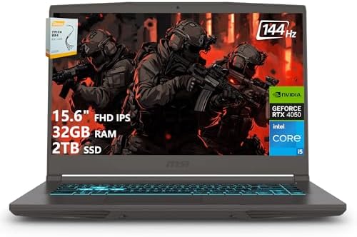 Laptop delgada para juegos MSI, pantalla de 15.6 pulgadas FHD 144Hz, Intel i5-13420H, RTX 3050, 16 GB RAM, SSD NVMe de 512 GB, Windows 11 Home