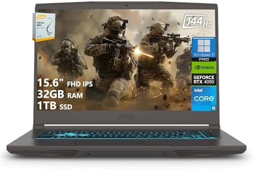 Laptop delgada para juegos MSI, pantalla de 15.6 pulgadas FHD 144Hz, Intel i5-13420H, RTX 3050, 16 GB RAM, SSD NVMe de 512 GB, Windows 11 Home