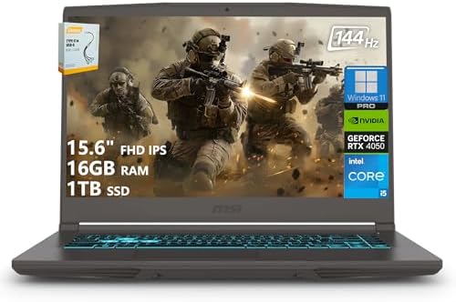 Laptop delgada para juegos MSI, pantalla de 15.6 pulgadas FHD 144Hz, Intel i5-13420H, RTX 3050, 16 GB RAM, SSD NVMe de 512 GB, Windows 11 Home