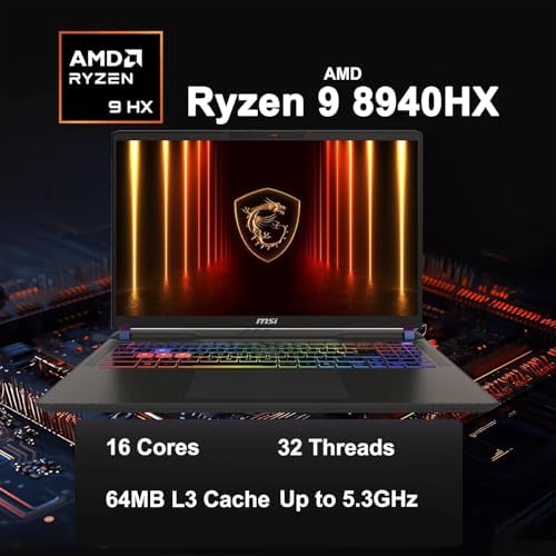 msi Vector 16 HX AI Gaming Laptop  16 QHD  IPS 240Hz AMD Ryzen 9 8940HX Processor  GeForce RTX 5070 Ti  RGB Backlit  w/Mouse pad  Win 11  16GB RAM   1TB PCIe SSD 
