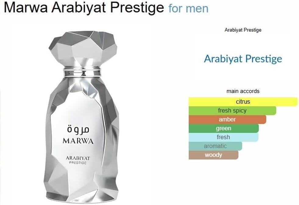 my perfumes Arabiyat Prestige Marwa Eau de Parfum  100ml  Silver For Men Made in UAE