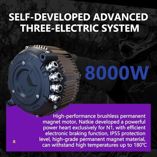 natkie Electric Motorcycle Bike for Adults  Electric Dirt Bike 8000W Peak  Mid Mounted Motor 72V/30AH Removable Battery  Top Speed 50MPH/75Miles Off Road Electric Mountain Bike  Dual LED Headlight