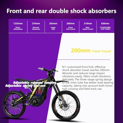 natkie Electric Motorcycle Bike for Adults  Electric Dirt Bike 8000W Peak  Mid Mounted Motor 72V/30AH Removable Battery  Top Speed 50MPH/75Miles Off Road Electric Mountain Bike  Dual LED Headlight