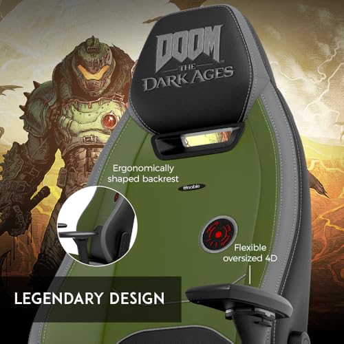 noblechairs Legend Gaming Chair   Doom  The Dark Ages Edition   Premium PU Leather  Adjustable Ergonomics  Lumbar Support  4D Armrests   Officially Licensed Bethesda Collectible