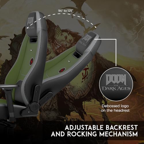 noblechairs Legend Gaming Chair   Doom  The Dark Ages Edition   Premium PU Leather  Adjustable Ergonomics  Lumbar Support  4D Armrests   Officially Licensed Bethesda Collectible