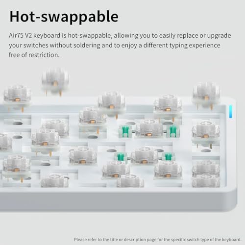 nuphy Air75 V2 Portable 75  Mechanical Keyboard Wireless Keyboard Supports Bluetooth/2 4G/USB C RGB Gaming Keyboards Compatible with Windows/Mac OS/Linux Systems Grey Gateron Red Switch