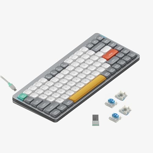 nuphy Air75 V2 Portable 75  Mechanical Keyboard Wireless Keyboard Supports Bluetooth/2 4G/USB C RGB Gaming Keyboards Compatible with Windows/Mac OS/Linux Systems Grey Gateron Red Switch
