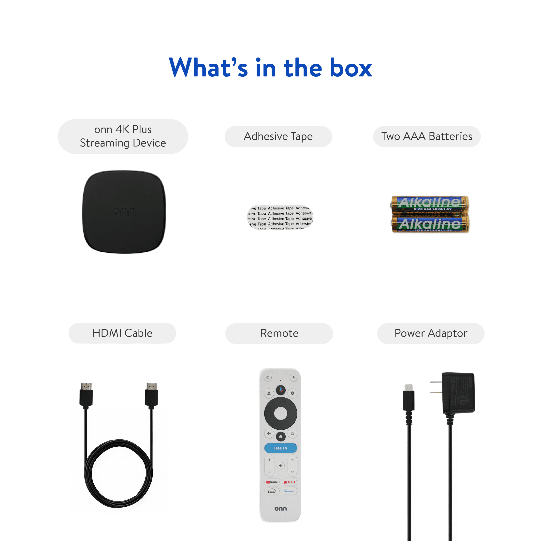 onn 4K Plus Streaming Device  Google TV   Ultra fast Streaming  Stunning 4K UHD  16GB Storage  2GB RAM  Dolby Vision & Atmos  Remote with Voice Control