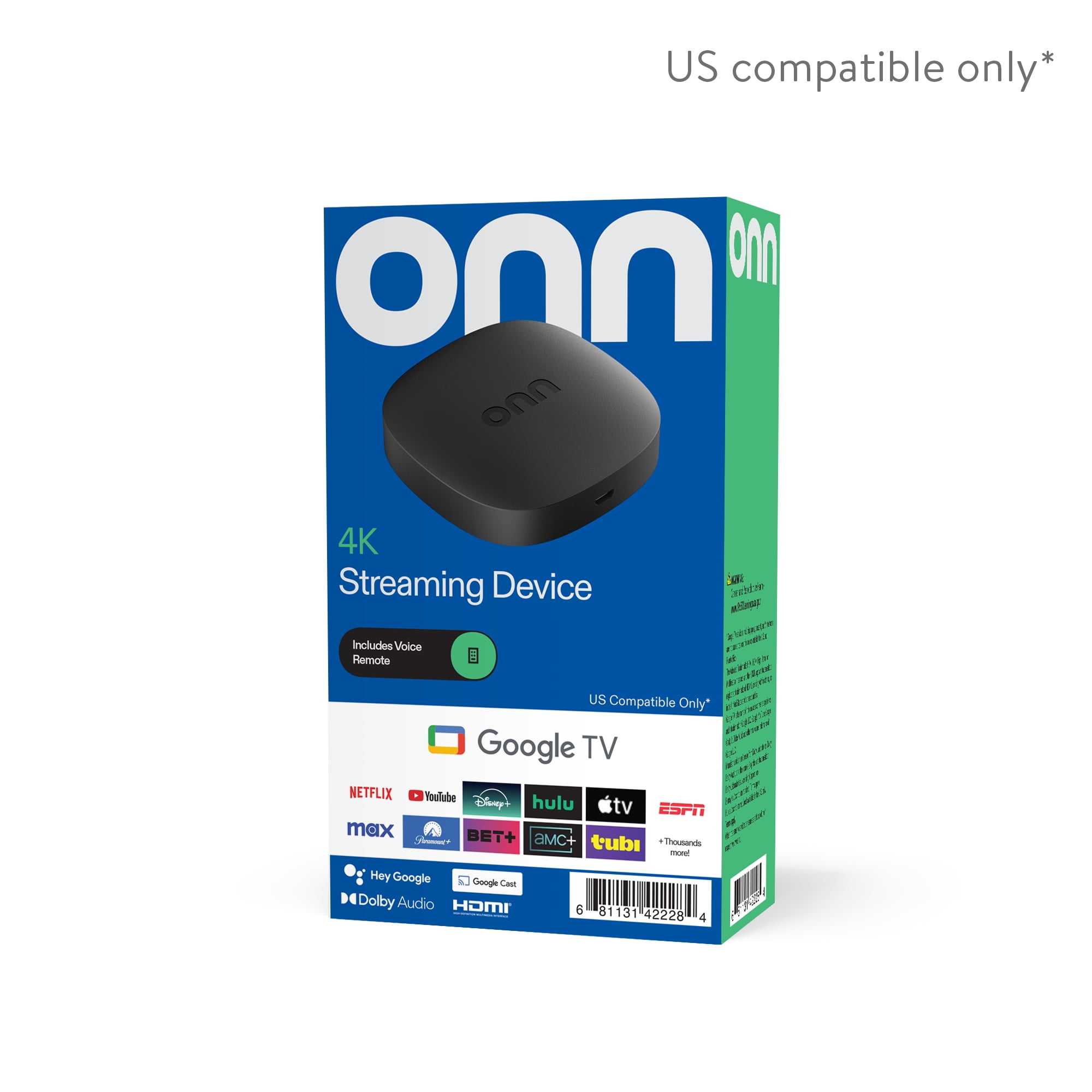 onn 4K Streaming Device  4K UHD  Dolby Audio & Fast Wi Fi  Google TV Voice Control
