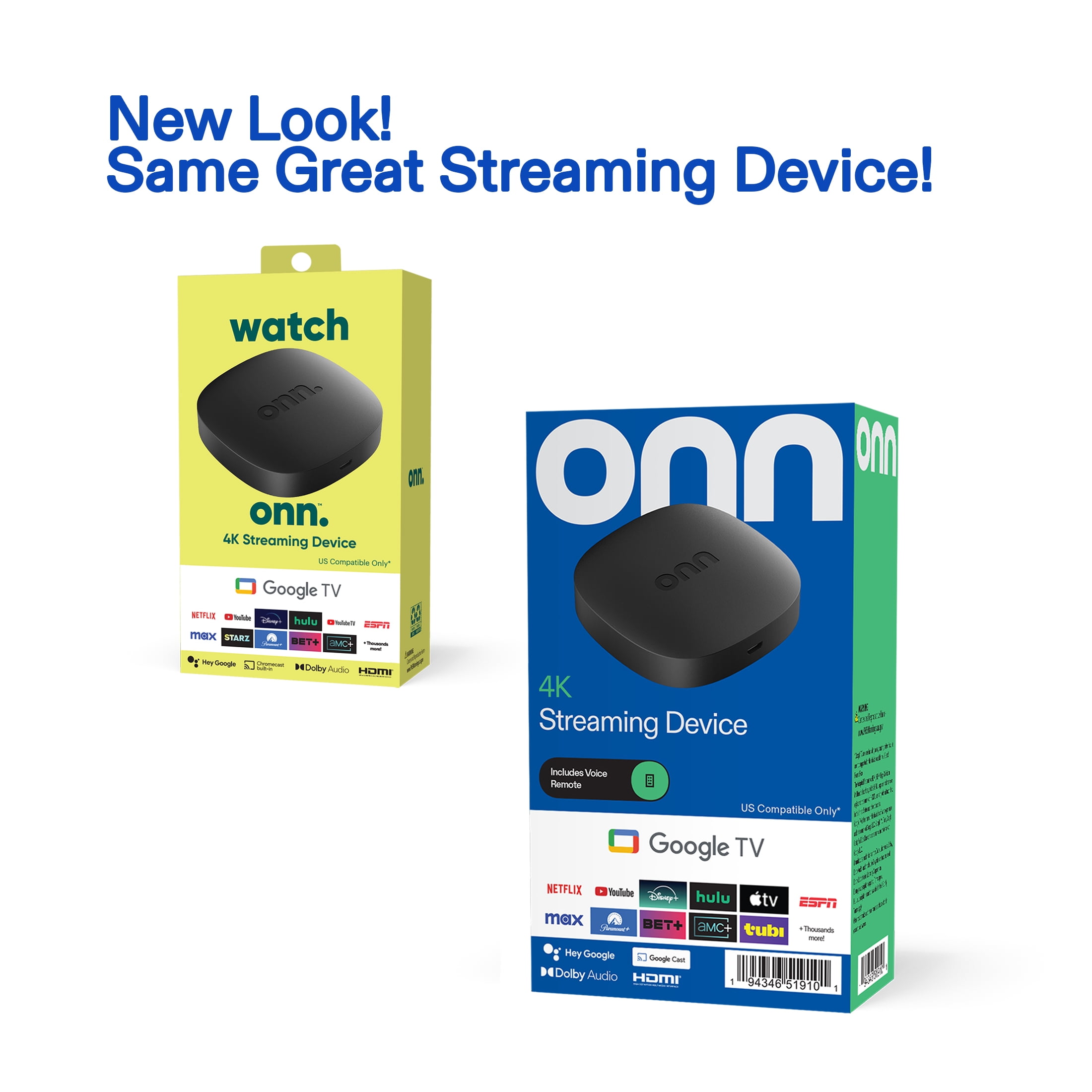 onn 4K Streaming Device  Google TV   Fast Streaming  Ultra HD  8GB Storage  2GB RAM  Remote with Voice Control