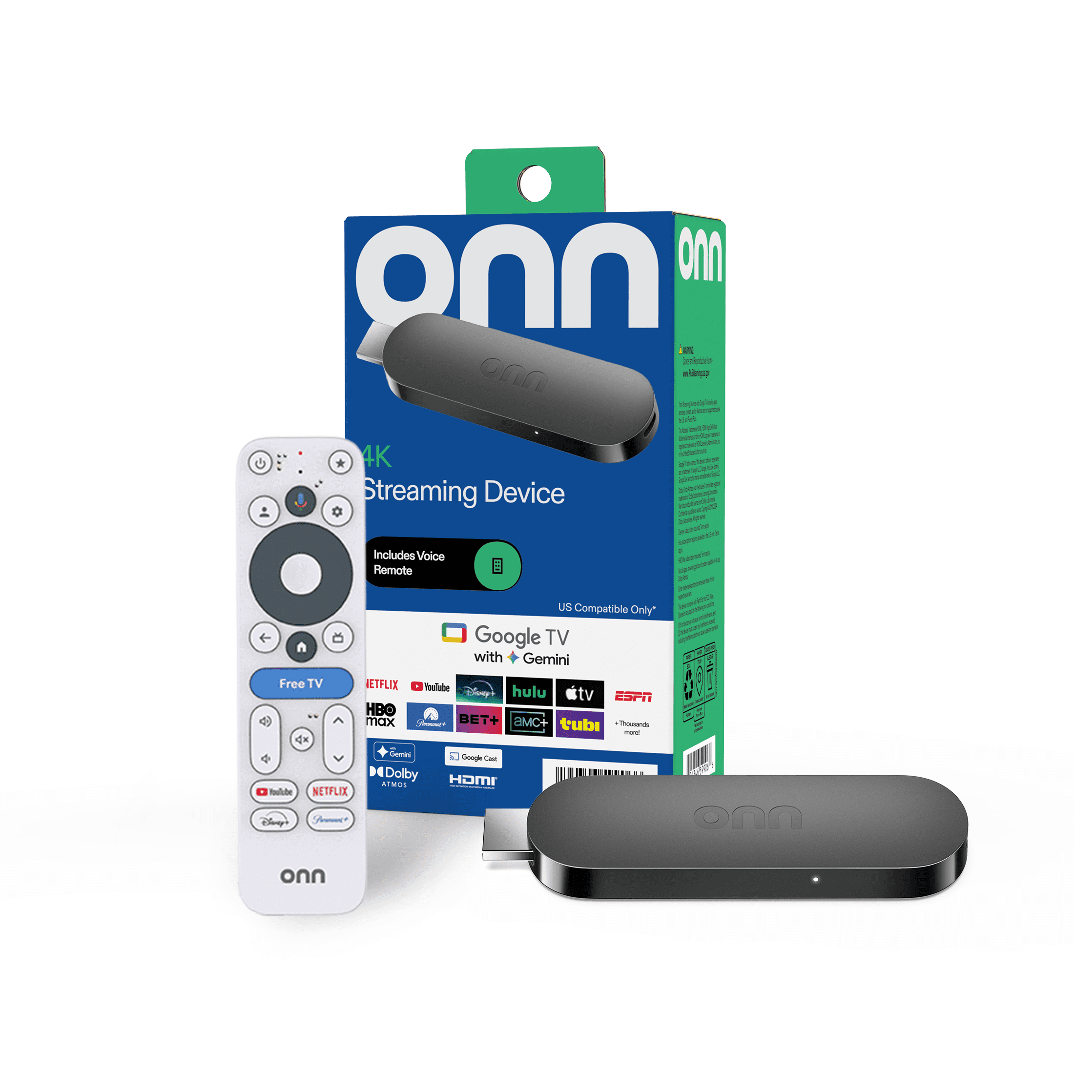 onn 4K Streaming Device  Google TV with Gemini  NEW 2026 Model    Fast Streaming  Ultra HD  8GB Storage  2GB RAM  Remote With Voice Control   U S  Compatible only