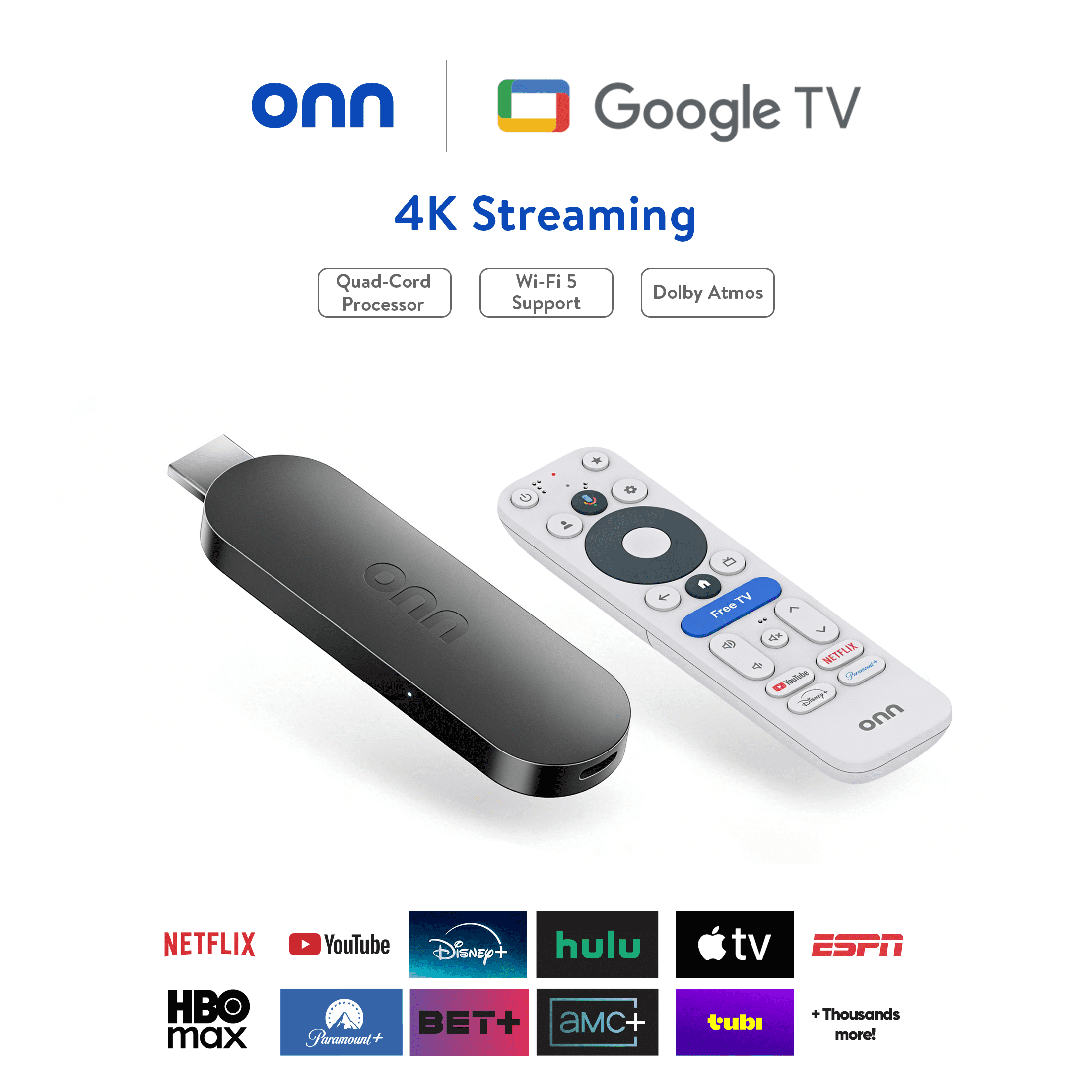 onn 4K Streaming Device  Google TV with Gemini  NEW 2026 Model    Fast Streaming  Ultra HD  8GB Storage  2GB RAM  Remote With Voice Control   U S  Compatible only