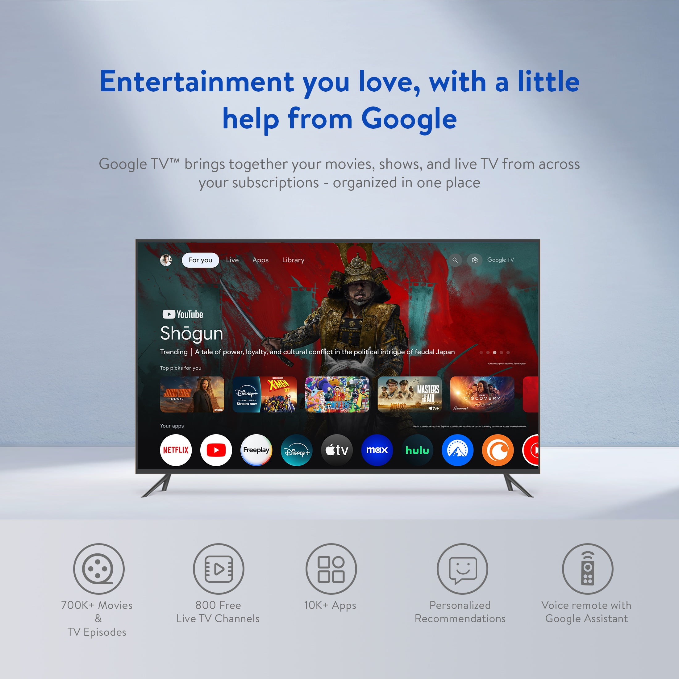 onn 4K Streaming Device  Google TV   Fast Streaming  Ultra HD  8GB Storage  2GB RAM  Remote with Voice Control