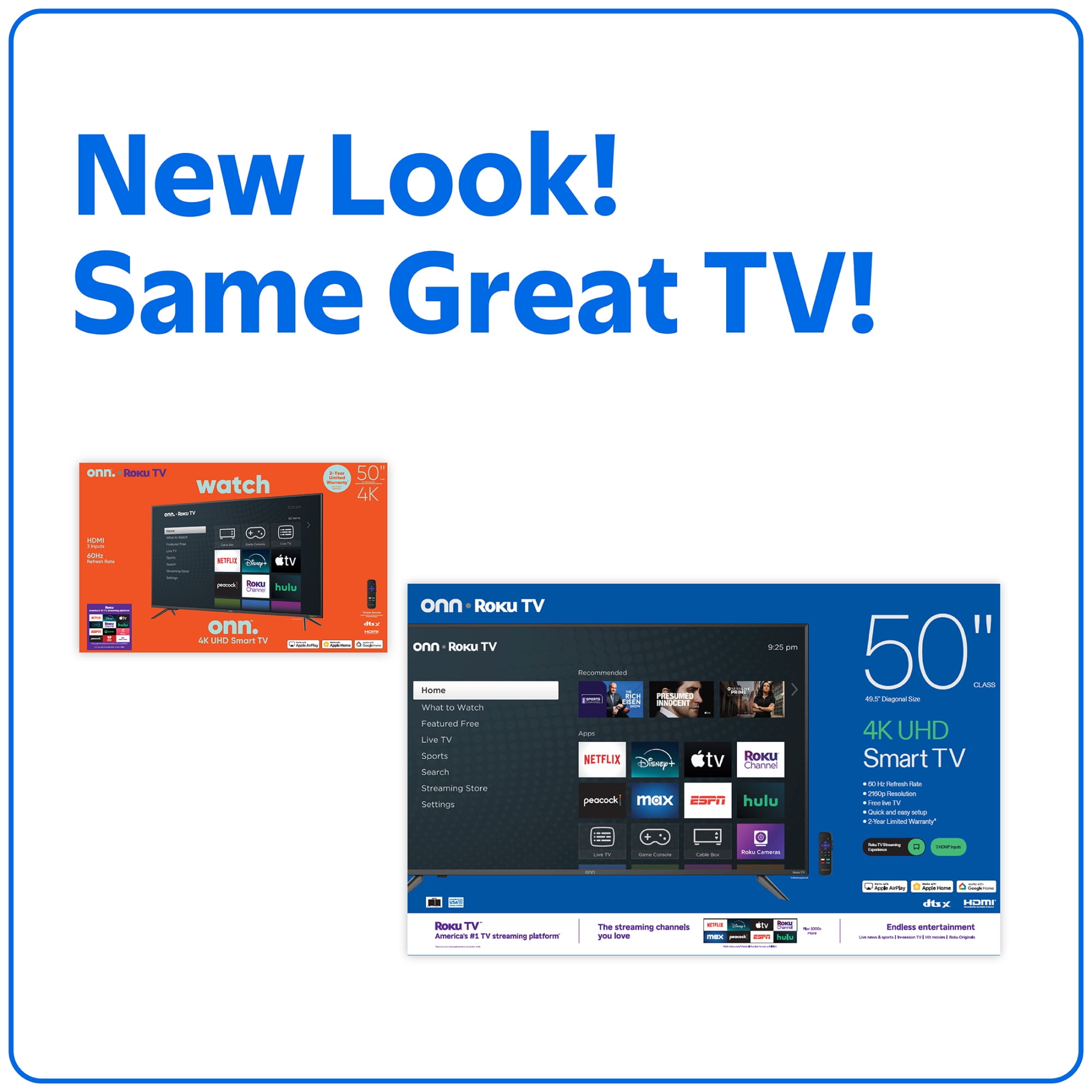 onn 50  Class 4K UHD  2160P  LED Roku Smart Television HDR  100012585 