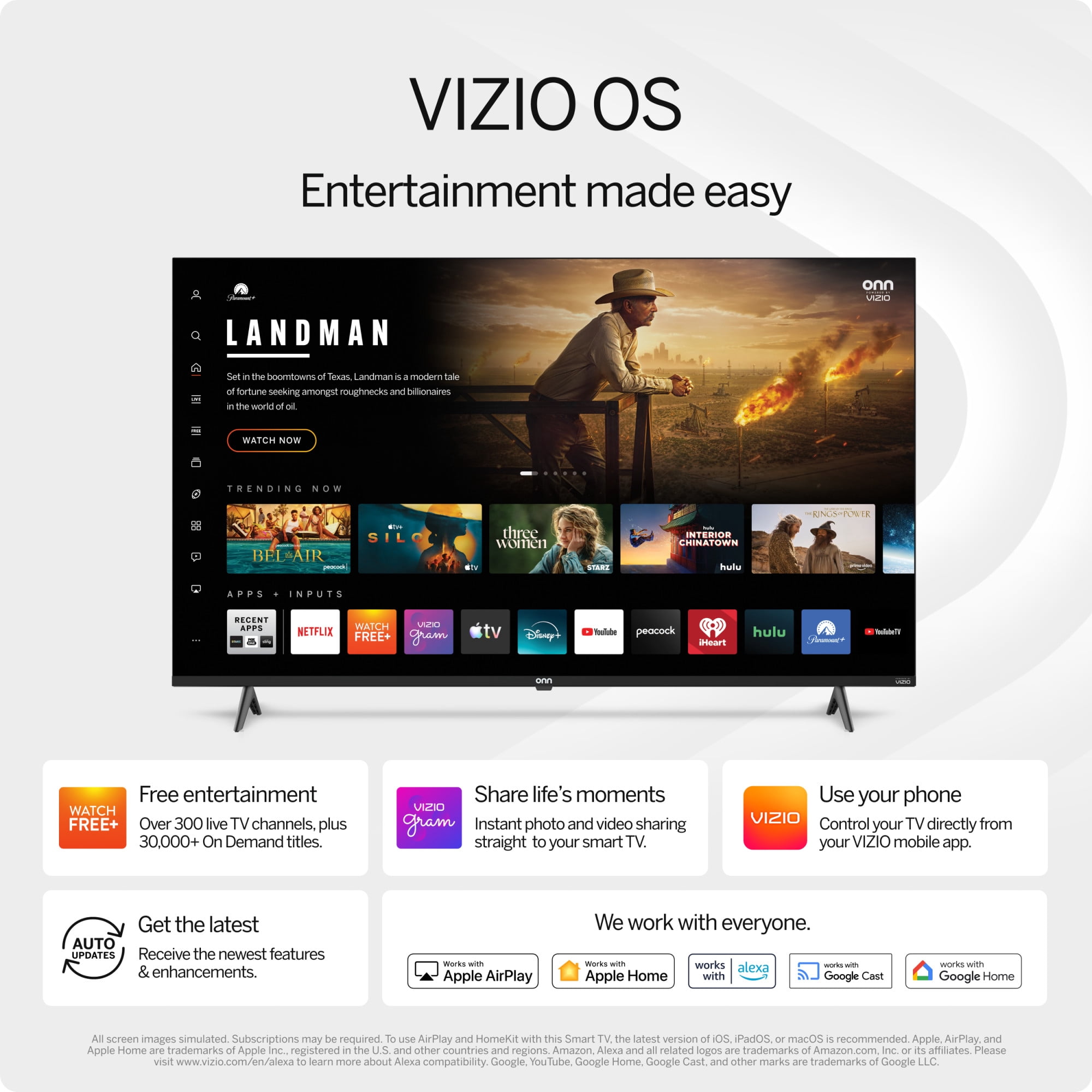 onn 70" Class 4K UHD Powered by VIZIO Smart Television  70S4V1