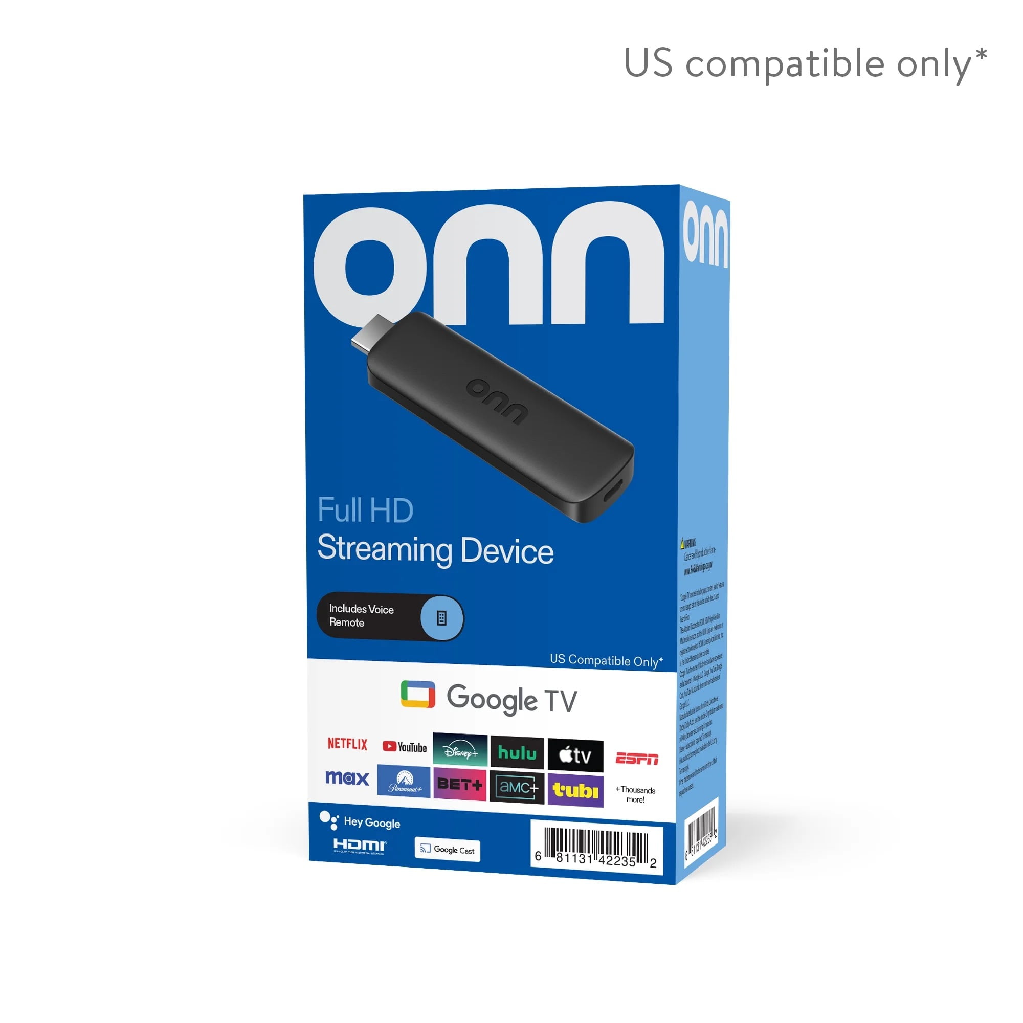 onn Full HD Streaming Device  Google TV   Fast Streaming  8GB Storage  1 5GB RAM  Remote with Voice Control