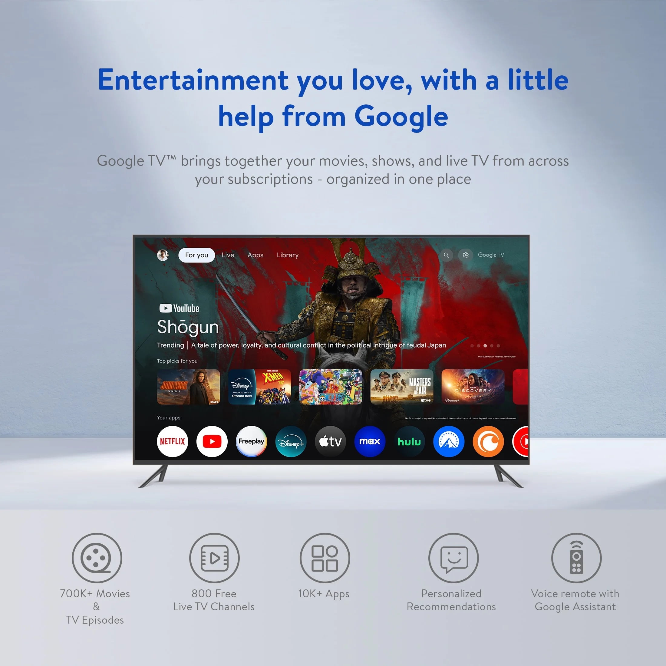 onn Dispositivo de Transmisión Full HD, Google TV - Transmisión Rápida, 8GB de Almacenamiento, 1.5GB de RAM, Control Remoto con Control por Voz
