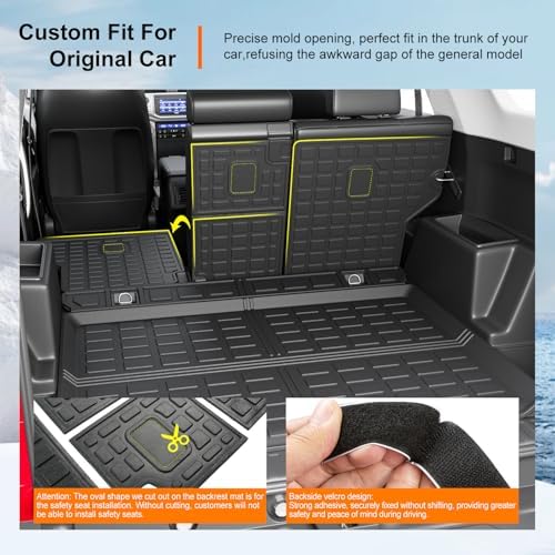 powoq Cargo Mat Compatible with 2010 2024 Toyota 4Runner Back Seat Protector Replacement for 2010 2024 Toyota 4Runner 5 Seater Accessories  Fit W/O Sliding Tray  Rear Backrest Mats Rear Trunk Mat 