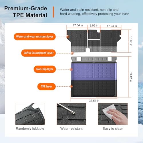 powoq Cargo Mat Compatible with 2010 2024 Toyota 4Runner Back Seat Protector Replacement for 2010 2024 Toyota 4Runner 5 Seater Accessories  Fit W/O Sliding Tray  Rear Backrest Mats Rear Trunk Mat 