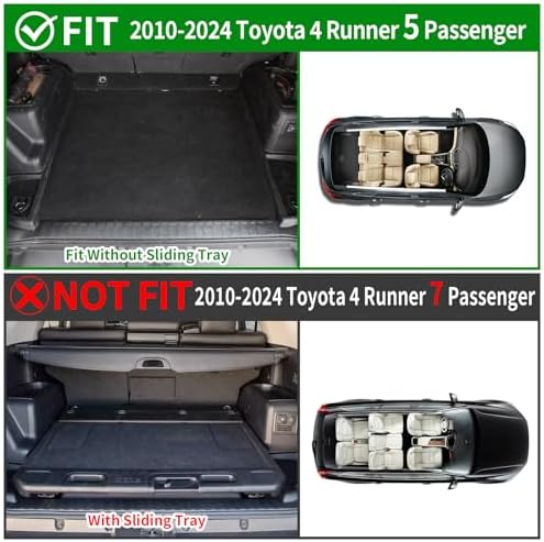 powoq Cargo Mat Compatible with 2010 2024 Toyota 4Runner Back Seat Protector Replacement for 2010 2024 Toyota 4Runner 5 Seater Accessories  Fit W/O Sliding Tray  Rear Backrest Mats Rear Trunk Mat 