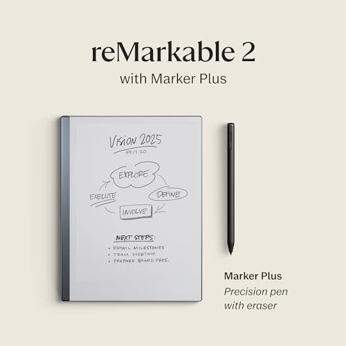 reMarkable Starter Bundle   reMarkable 2 is The Original Paper Tablet   Includes Black and White 10 3  Writing Tablet  Marker Plus Pen with Built in Eraser