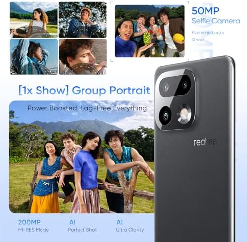 realme 16 Pro  5G Smartphone 12 512GB Grey 144Hz AMOLED Display 7000mAh Battery 80W SuperVOOC  50 200MP Camera  Qualcomm Snapdragon 7 Gen 4 Rocket LPDDR5X  IP69