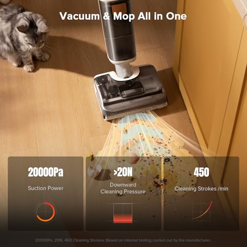 roborock F25 GT Vacuum Mop All in One  Wet Dry Vacuum Cleaner Cordless  20000Pa Floor Cleaner Machine for Tile Hardwood Wood Vinyl Floor  Edge to Edge Self Cleaning Electric Mop with 180  Lie Flat