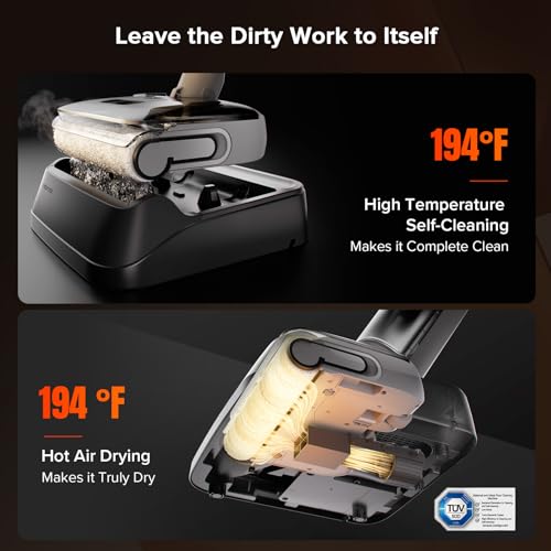 roborock F25 GT Vacuum Mop All in One  Wet Dry Vacuum Cleaner Cordless  20000Pa Floor Cleaner Machine for Tile Hardwood Wood Vinyl Floor  Edge to Edge Self Cleaning Electric Mop with 180  Lie Flat