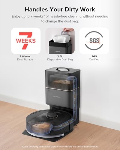 roborock Q10 S5  Robot Vacuum and Mop  10 000Pa Suction  Upgraded from Q8 max   70 Days Self Emptying  Obstacle Avoidance  Sonic Mopping  Dual Anti Tangle Design  Auto Mop Lifting  Ideal for Pet Hair