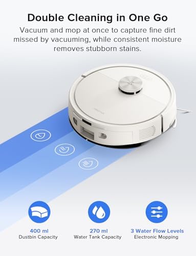 roborock Q10 S5  Robot Vacuum and Mop  10 000Pa Suction  Upgraded from Q8 max   70 Days Self Emptying  Obstacle Avoidance  Sonic Mopping  Dual Anti Tangle Design  Auto Mop Lifting  Ideal for Pet Hair