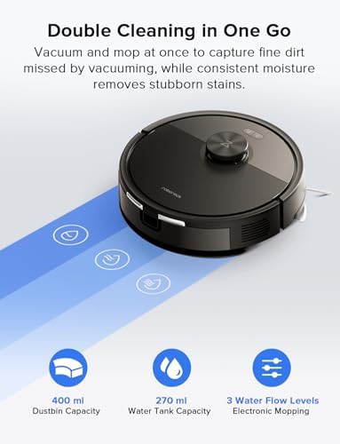roborock Q10 S5  Robot Vacuum and Mop  10 000Pa Suction  Upgraded from Q8 max   70 Days Self Emptying  Obstacle Avoidance  Sonic Mopping  Dual Anti Tangle Design  Auto Mop Lifting  Ideal for Pet Hair