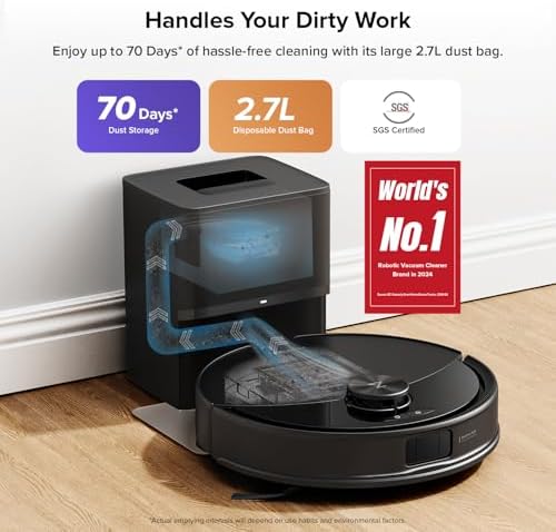 roborock Q10 S5  Robot Vacuum and Mop  10 000Pa Suction  Upgraded from Q8 max   70 Days Self Emptying  Obstacle Avoidance  Sonic Mopping  Dual Anti Tangle Design  Auto Mop Lifting  Black