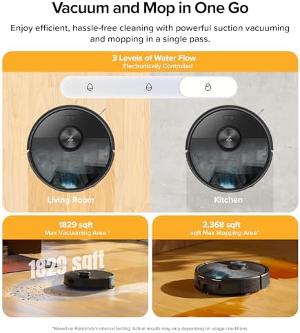 roborock Q7 M5  Robot Vacuum and Mop  Upgraded from Q5 Max   Up to 7 9 Weeks Self Empty  10000Pa Suction  Dual Anti Tangle System for Pet Hair & Carpet  PreciSense LiDAR Navigation  App Control  Black