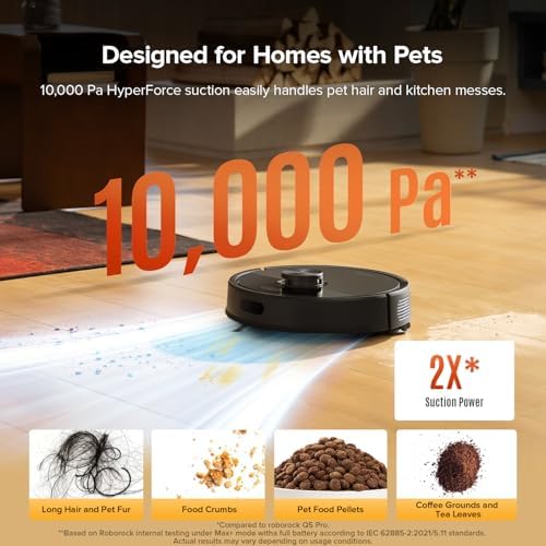 roborock Q7 M5  Robot Vacuum and Mop  Upgraded from Q5 Max   Up to 7 9 Weeks Self Empty  10000Pa Suction  Dual Anti Tangle System for Pet Hair & Carpet  PreciSense LiDAR Navigation  App Control  Black