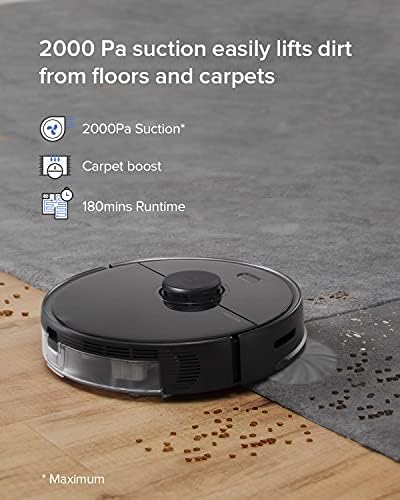 roborock Q7 M5  Robot Vacuum and Mop  Upgraded from Q5 Max   Up to 7 9 Weeks Self Empty  10000Pa Suction  Dual Anti Tangle System for Pet Hair & Carpet  PreciSense LiDAR Navigation  App Control  Black