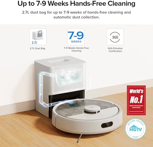 roborock Q7 M5  Robot Vacuum and Mop  Upgraded from Q5 Max   Up to 7 9 Weeks Self Empty  10000Pa Suction  Dual Anti Tangle System for Pet Hair & Carpet  PreciSense LiDAR Navigation  App Control  Black