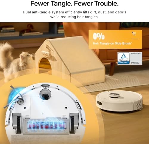 roborock Q7 M5  Robot Vacuum and Mop  Upgraded from Q5 Max   Up to 7 9 Weeks Self Empty  10000Pa Suction  Dual Anti Tangle System for Pet Hair & Carpet  PreciSense LiDAR Navigation  App Control  White