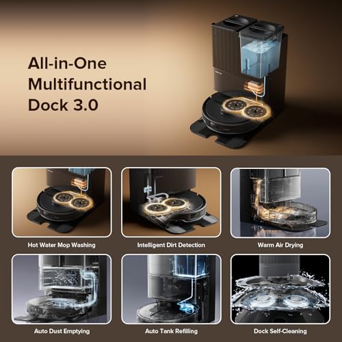 roborock Qrevo Master Robot Vacuum and Mop Combo  10 000Pa Suction  FlexiArm Design Side Brush & Mop  Self Emptying&Refilling  Dock Self Cleaning  Black  Renewed 