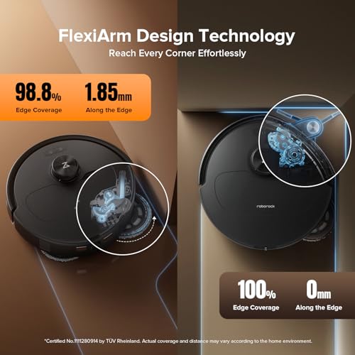roborock Qrevo Master Robot Vacuum and Mop Combo  10 000Pa Suction  FlexiArm Design Side Brush & Mop  Self Emptying&Refilling  Dock Self Cleaning  Black  Renewed 