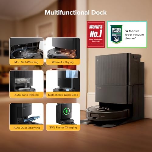 roborock Qrevo S5V Robot Vacuum and Mop  FlexiArm Edge Mopping  12 000Pa Suction  Dual Zero Tangle System  Smart Obstacle Avoidance  10mm Mop Lifting  Auto Mop Washing&Drying  Self Emptying&Refilling