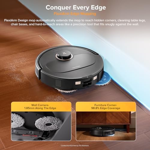roborock Qrevo S5V Robot Vacuum and Mop  FlexiArm Edge Mopping  12 000Pa Suction  Dual Zero Tangle System  Smart Obstacle Avoidance  10mm Mop Lifting  Auto Mop Washing&Drying  Self Emptying&Refilling
