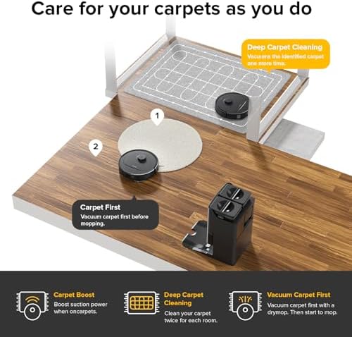 roborock Qrevo S Robot Vacuum and Mop  Self Drying  Auto Mop Washing  7000Pa Suction  Self Emptying & Refilling  10mm Auto Lifting  200RPM Spinning Mops  Smart Obstacle Avoidance  Black